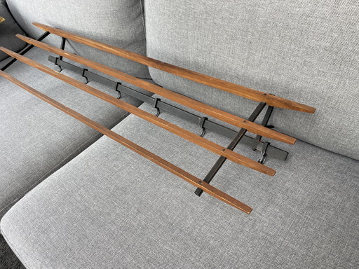 Vintage 1950s Teak Wood and Metal Scandinavian Coat Rack