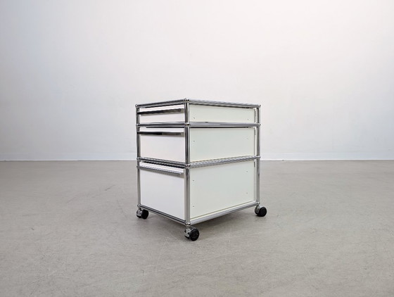 Image 1 of 7x USM Haller rolcontainer kantoorkast design wit Fritz Trolley