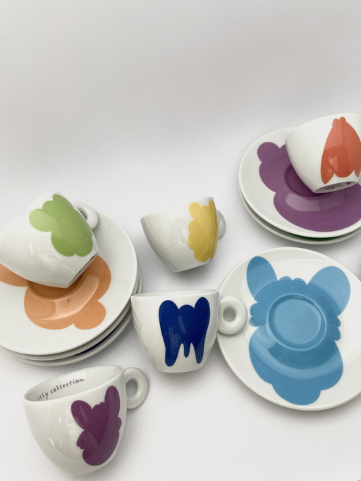 Jeff Koons 2001 Illy Collection Set of 6 Espresso Cups and Saucers