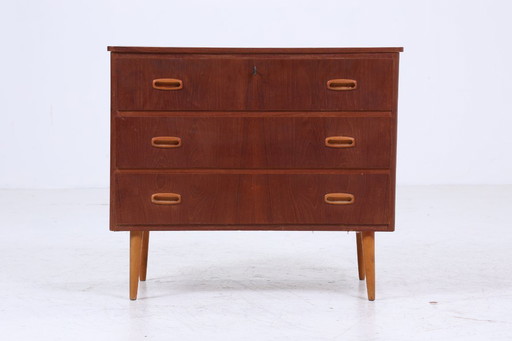 Dark Vintage Teak Drawer Chest | Mid - Century Drawer Cabinet | Wood Storage 60s 70s #05-45