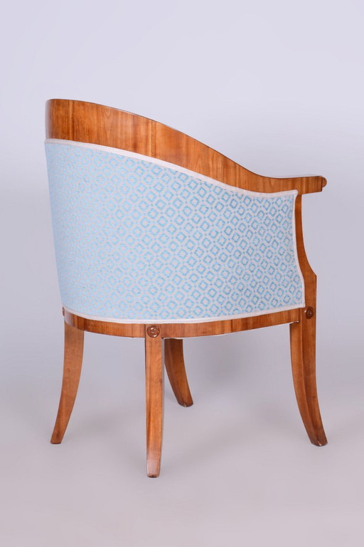 Sillón Biedermeier restaurado, cerezo, roble, Austria-Viena, década de 1820. – fauteuils, Textile, Wood (photo 2 of 10)