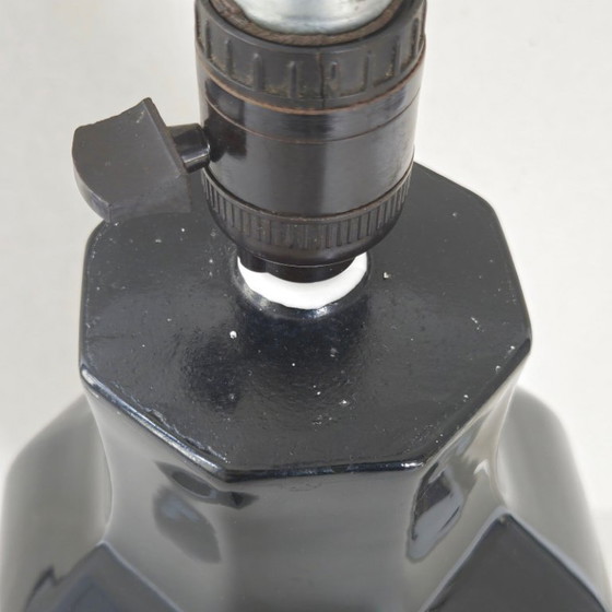 Image 1 of MAGNIFICENT ART DECO TABLE LAMP 1920-1930 IN BLACK & SILVER CERAMIC 20S 30S