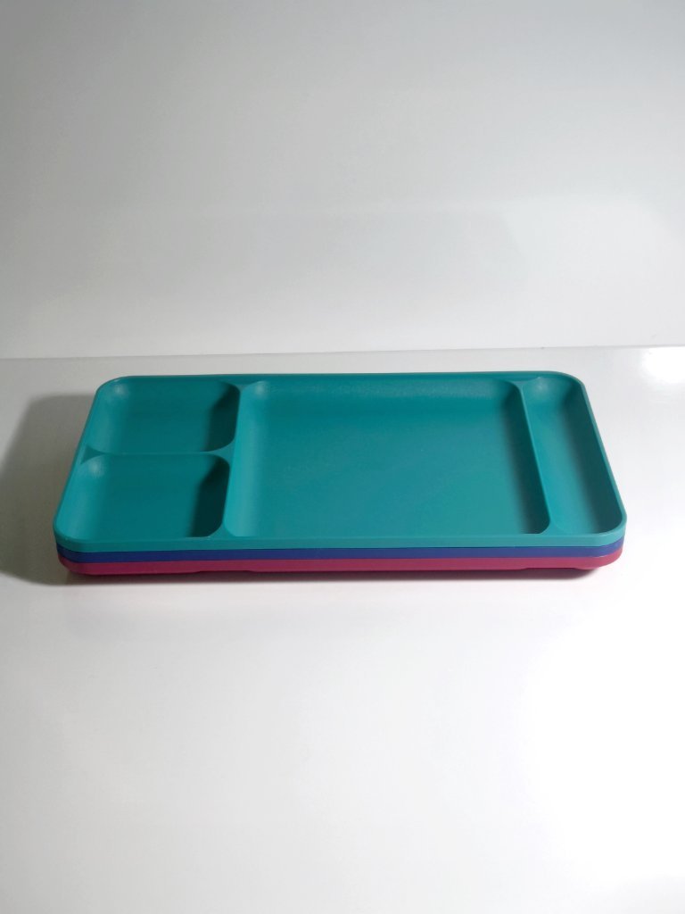 3x Tupperware Vintage Picnic Plate Tray 80s 90s Plastic Postmodern