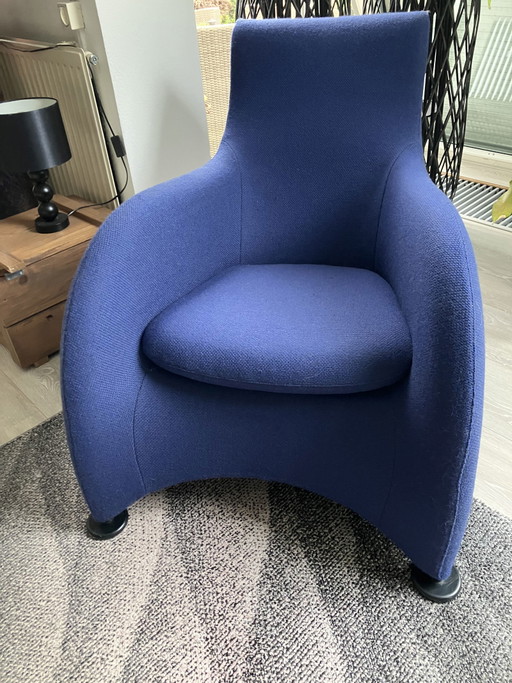 Fauteuil Loge de Montis tissu de laine bleu