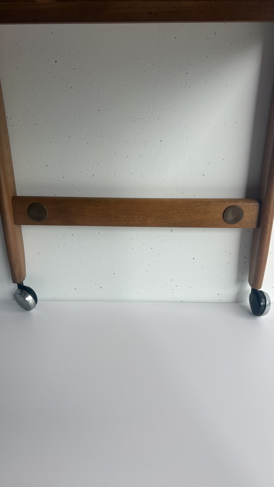 Vintage Danish design teak wood bar cart trolley 1960s, Metal, Brown (photo 8 of 15)