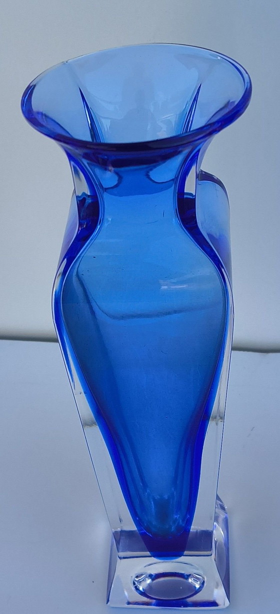 Vase en verre Murano Sommerso Flavio Poli, Bleu (photo 7 sur 8)