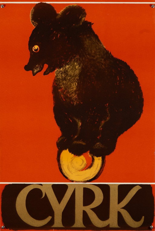 Polish CYRK Bear – 1979 – Original Vintage Circus Poster – Polish School of Posters – 84x57 cm – Paper