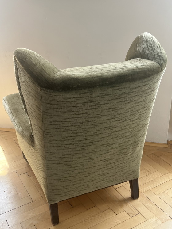 Vintage oorfauteuil – Textile, Wood (photo 4 of 5)