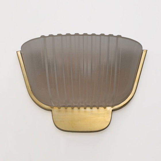 Image 1 of Een paar art-deco wandlampen van Muranoglas, toegeschreven aan Archimede Seguso, jaren 1940.