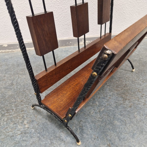 Table à Revues Années 60 Table d'Appoint Porte-revues Porte-journaux – Tables d'appoint, Metal, Wood (photo 9 of 11)