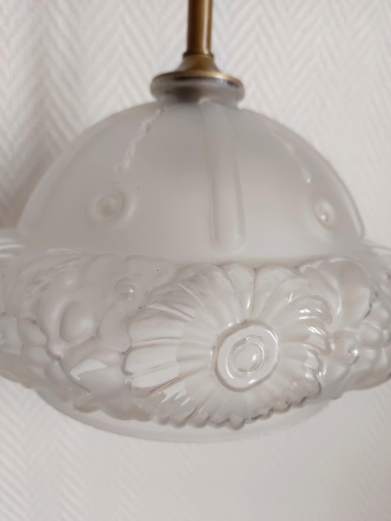 Image 1 of Art Deco globe pendant light in frosted glass