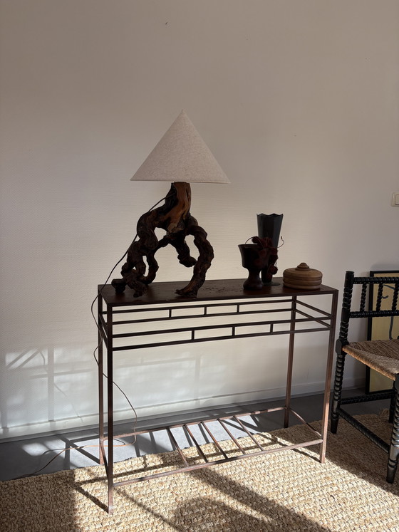 Image 1 of Vintage wrought iron console side table Castiron Japandi style L90cm