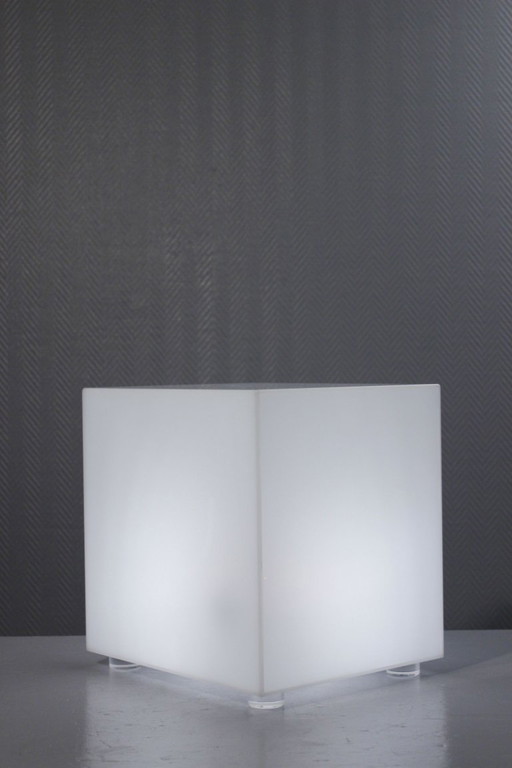 Vintage Habitat "Glowbow" designer side table/lamp in white acrylic