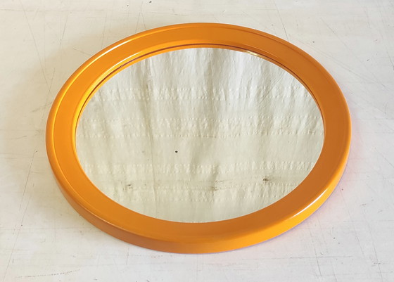 Image 1 of Round Orange Plastic Mirror - 1970s