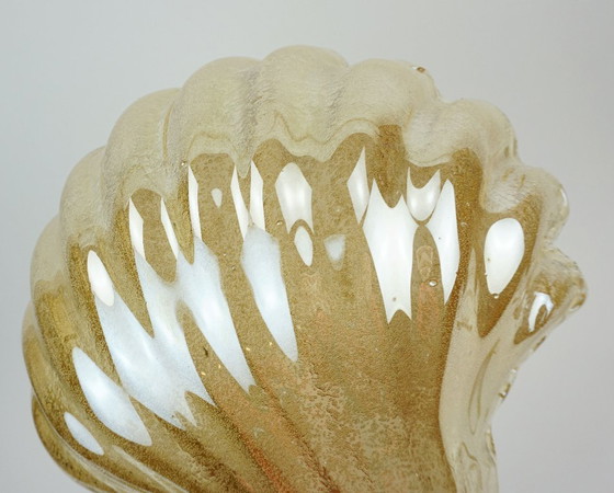 Image 1 of no. 2 of 2 - mid century modern SCONCE wall lamp lustrous glass shell shape hollywood regency style