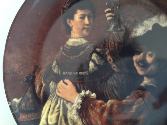 Image 1 of Vintage Wall Sign Rembrandt van Rijn, Rembrandt & Saskia, Kaiser W Germany