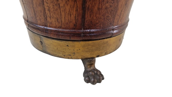 Image 1 of Antique Mahogany Jardinière Planter | Victorian Brass Cachepot, c.1850