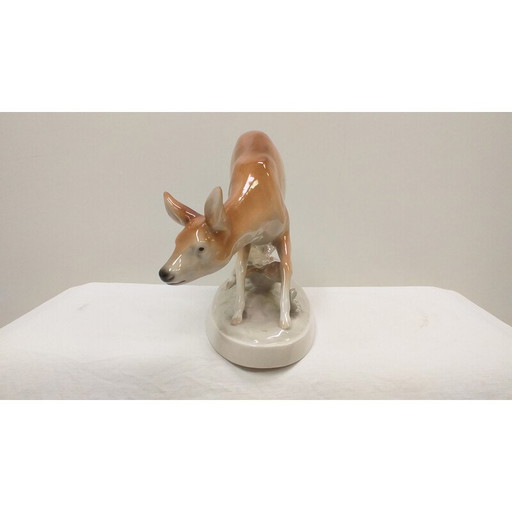 Vintage Doe porcelain statue, Czechoslovakia 1960s