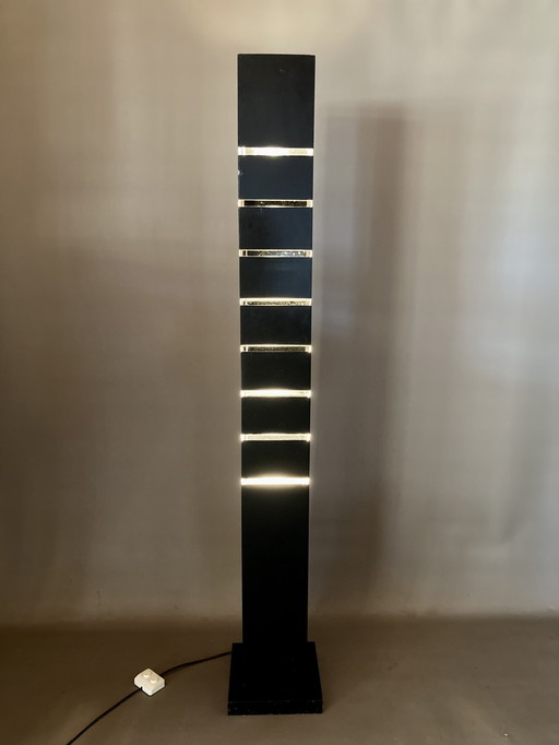 Design Stehleuchte Stahl Schwarz 195cm