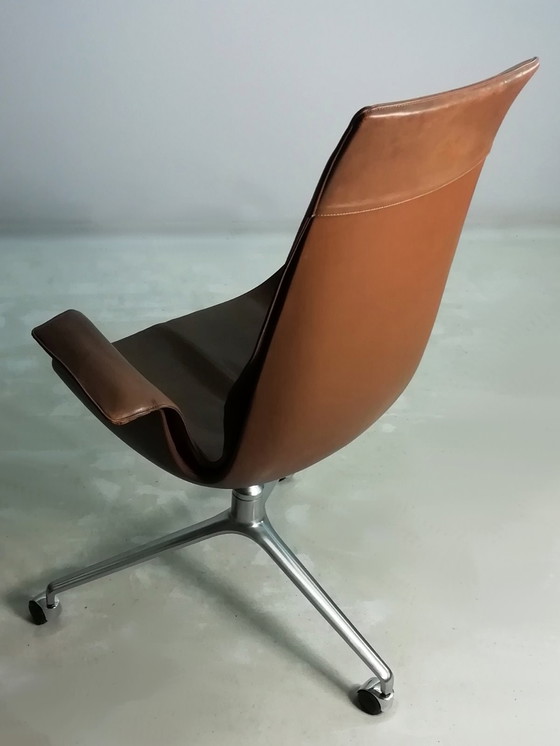 Image 1 of Sedia da ufficio in pelle Kill FK67 Icone 1967 Fabricius Kastholm Tulip a 3 gambe Knoll