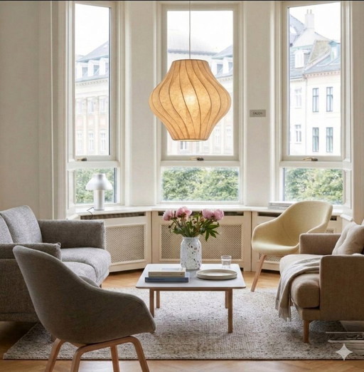 Nelson Pear Crisscross Bubble Pendant Small Off White / HAY