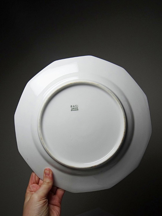 Image 1 of 4 Bernardaud Limoges porcelain dinner plates with floral decoration from the 1920s-1950s