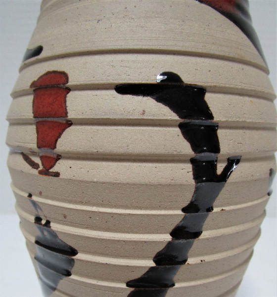 Image 1 of Tenmoku stoneware vase signed cp