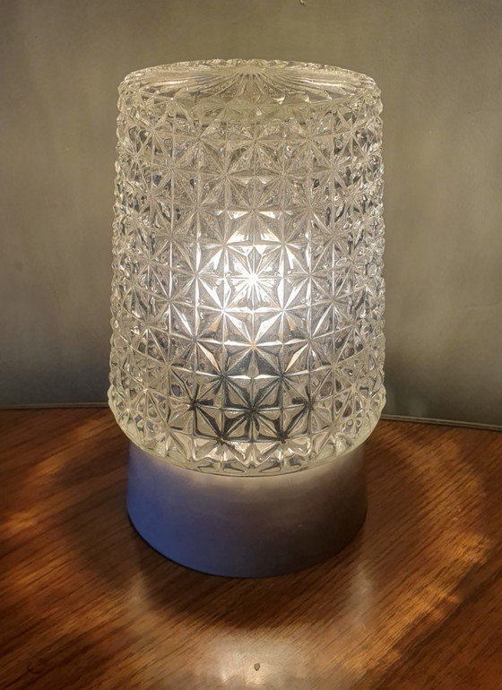 Image 1 of Vintage ceiling lamp clear glass - Facet glass in cylindrical shape