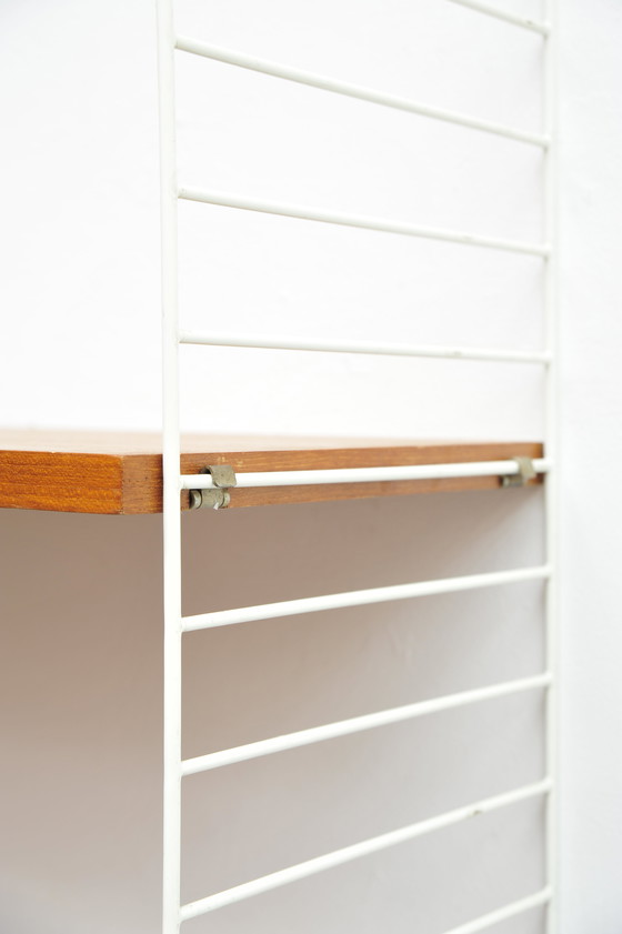 Image 1 of String Shelving System Desk And Floor In Teak With 2 Ladders By Kajsa And Nisse Strinning