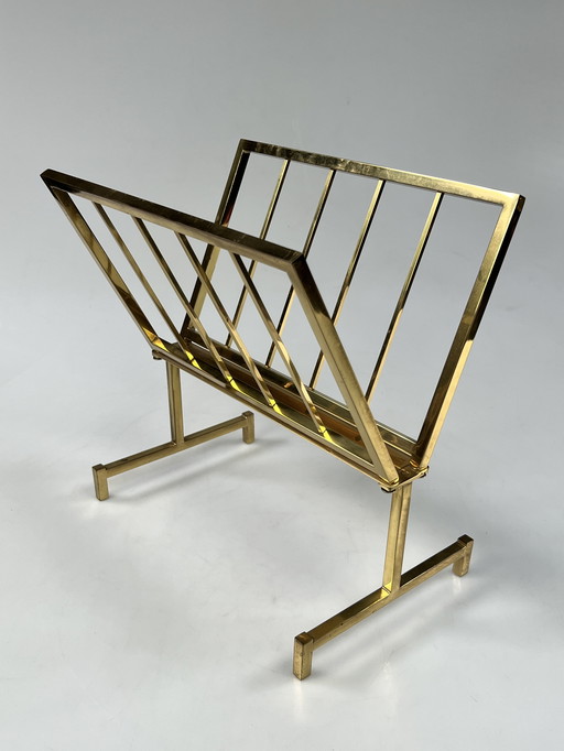 Porte-revues Vintage Hollywood Regency, laiton 1970