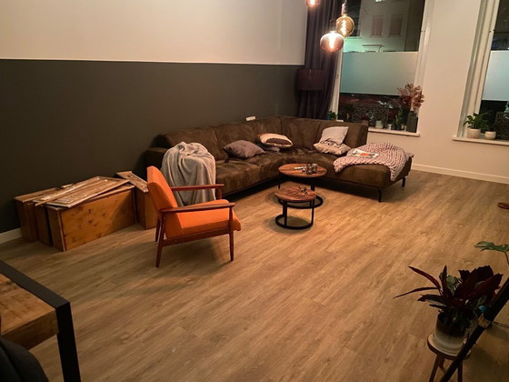 Image 1 of Montel Viano hoekbank groen micro leer velours