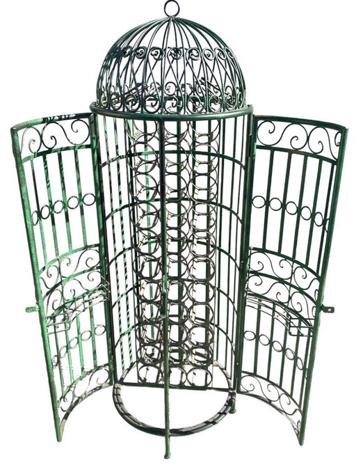 Botellero y porta copas, jaula para vinos, bodega, barra de hierro forjado