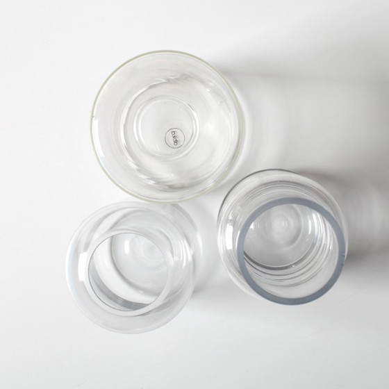 Image 1 of Set of 3 Small Clear Glass Designer Vases / Sweden / 2000s