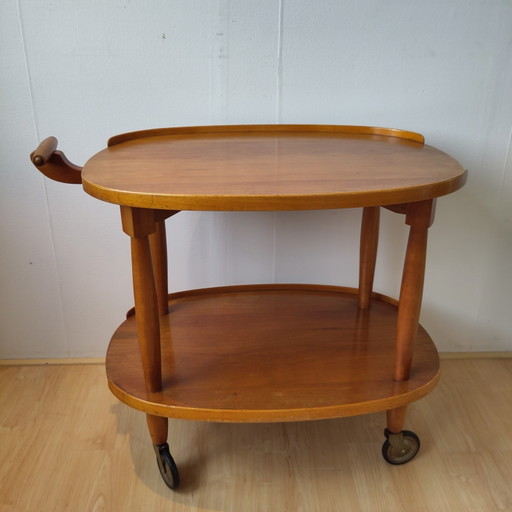 Carrito de servicio de madera vintage de mediados de siglo, fabricado en Alemania.