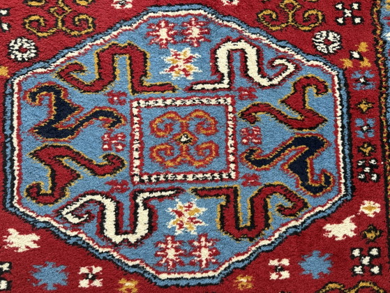 Image 1 of Chemin de table Kazak vintage noué à la main – 414 × 98 cm – années 1970