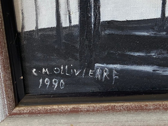 Image 1 of Dipinto ad olio su tela incorniciato dall'artista pittore C. M. Ollivierre Art