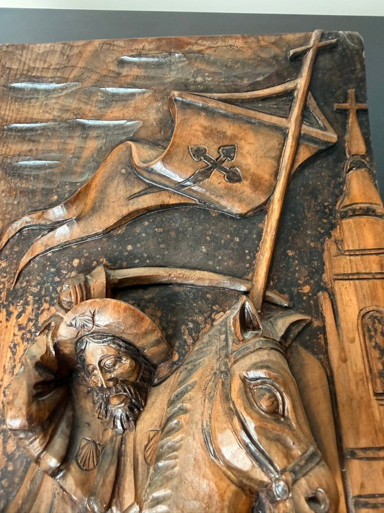 Hand-carved Wooden Wall Plaque Santiago Matamoros – Wanddecoratie (photo 5 of 6)