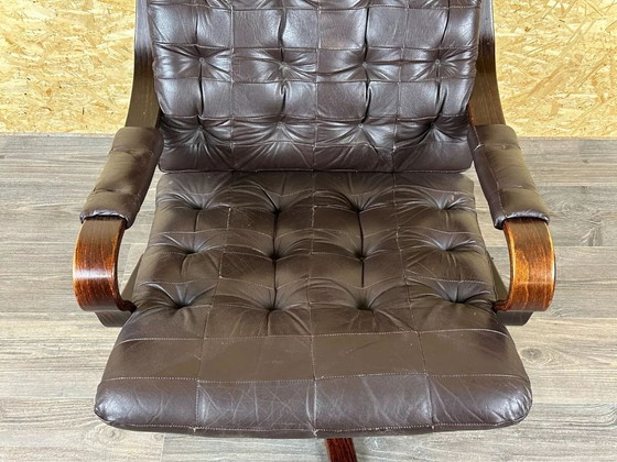 Image 1 of 60's 70's Fauteuil Easy Chair Fauteuil cuir pivotant Danish Modern Design