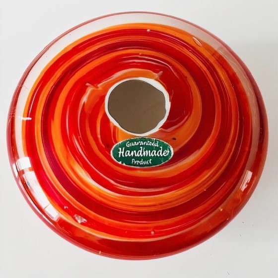 Image 1 of Fermacarte piatto tedesco vintage con spirale arancione e rossa, anni '70