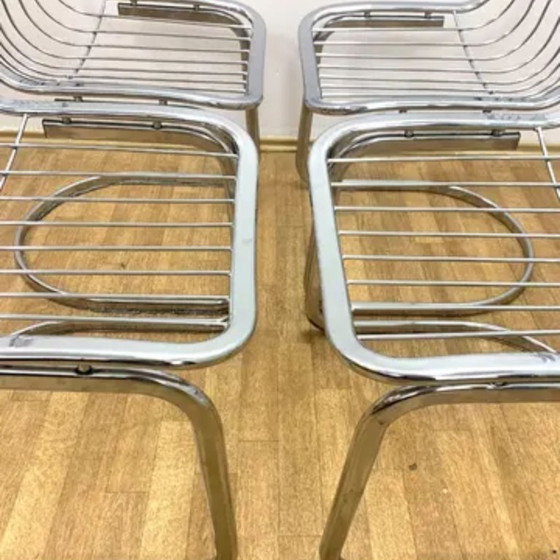 Image 1 of Sillas retro cromadas de Gastone Rinaldi, década de 1970 – Juego de 4