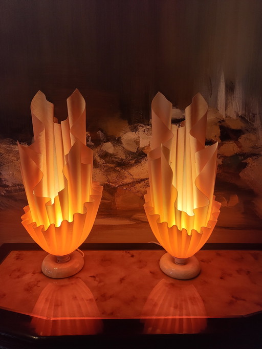 2 Zakdoeklampen, Georgia Jacob design ATHENA, jaren 70, abrikoos