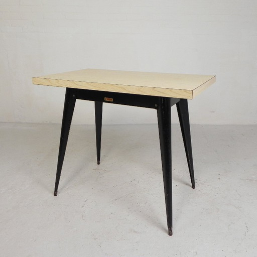 Henri Julien bistro table, Model Tolix T55 with Formica top, 1950s