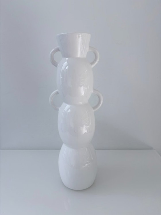 Tall White Design Vase – Modern Organic Shape – Ceramic (photo 5 of 9)