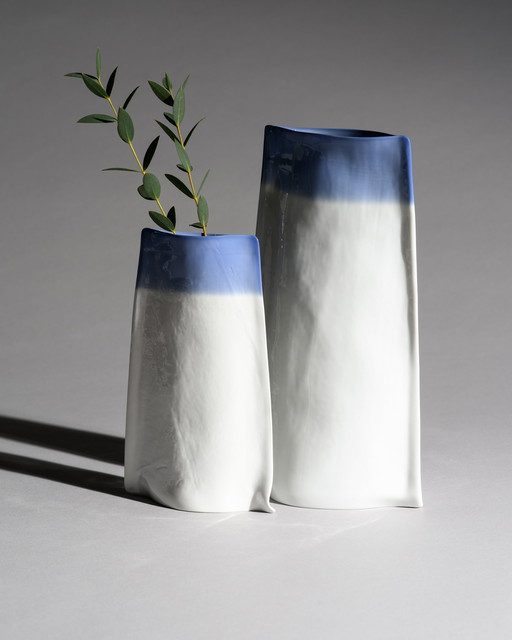 Johan van Loon x Rosenthal Studio-Line Glossy Paper Porcelain Vase Duo Maritime