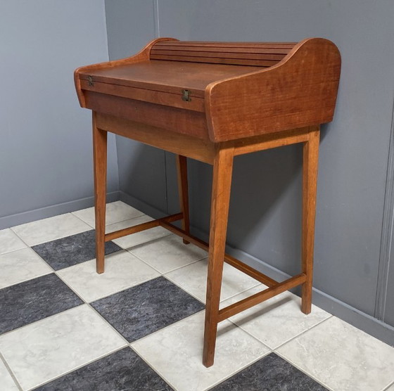 Image 1 of Bureau en teck à plateau enroulable, Danemark des années 1960