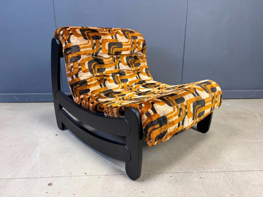 Sillón brutalista de los años setenta, década de 1970 – stoelen fauteuils, Textile, Velvet