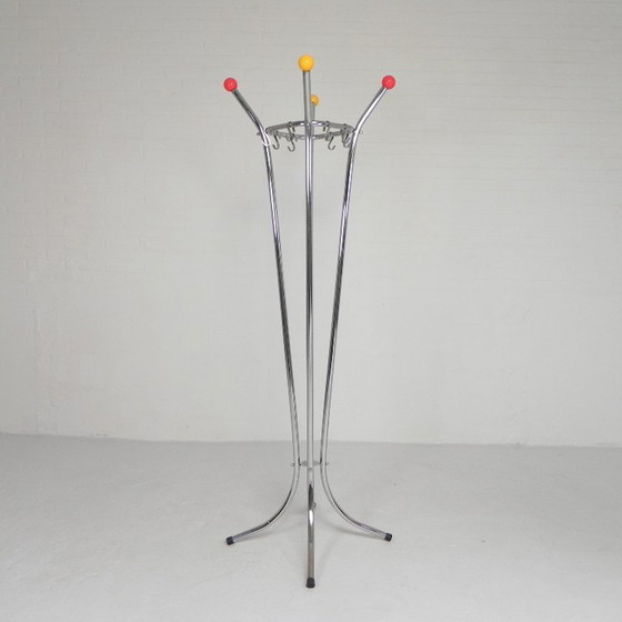 Image 1 of Rare chrome coat rack with colored balls, 1950s