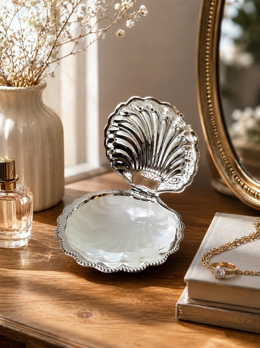 Butterdose aus Edelstahl in Muschelform