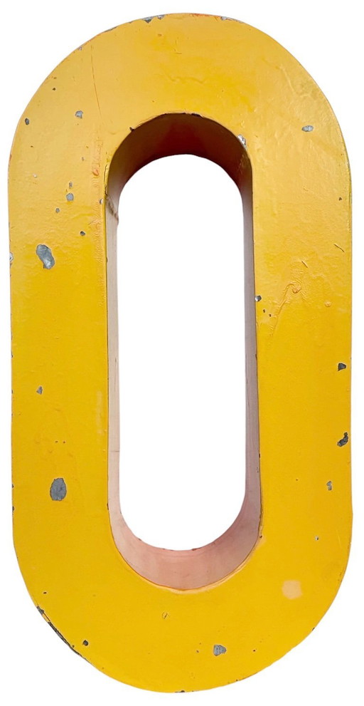 Large Vintage Yellow Iron Facade Letter O, 1960s