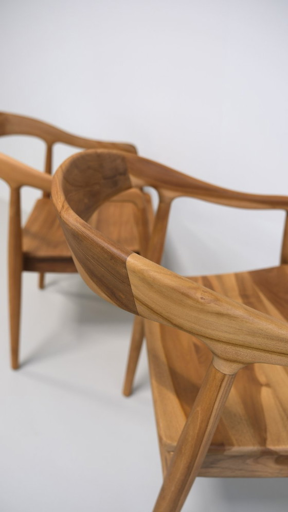 Image 1 of Eetkamerstoelen – massief teak (set van 6)